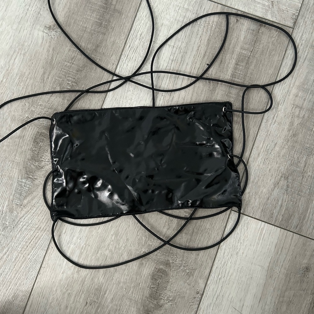 Black Patent Strap Bandeau Top